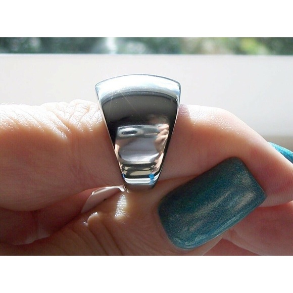 STAINLESS STEEL Wide High Polished Dome Ring NWT - Picture 5 of 14